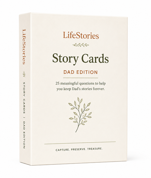 LifeStories Story Cards Dad Edition packaging on a white background